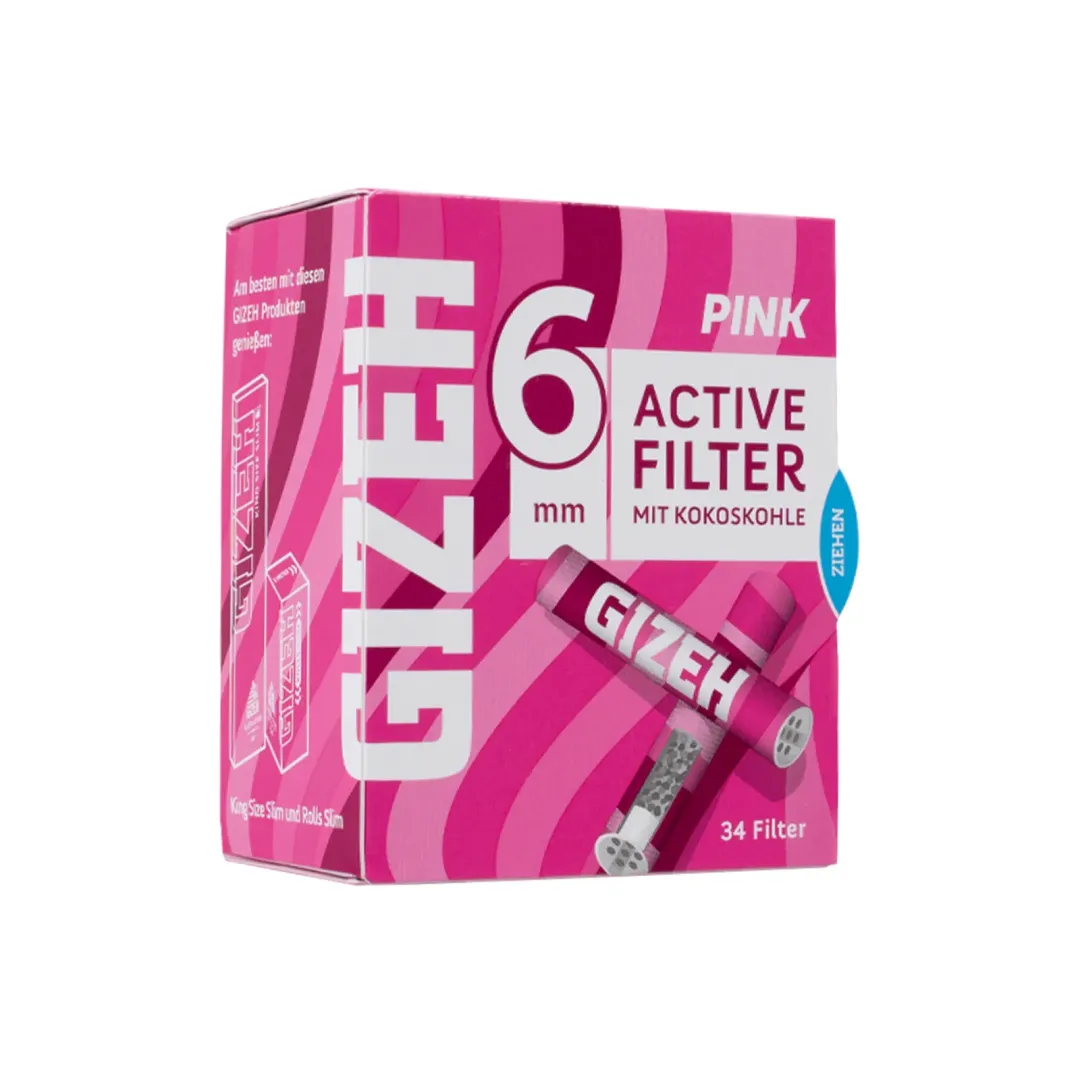 GIZEH Pink Active Filter Ø6mm 34 Aktivkohlefilter
