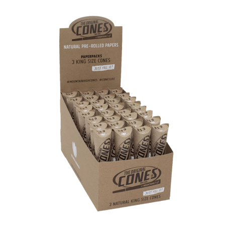 CONES King Size Natural Cones ungebleicht - 3er Pack - 32er Box